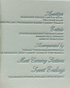 Custom 540 PCS Wedding menu Cards for Paperie Press NY