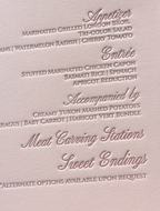 Custom 540 PCS Wedding menu Cards for Paperie Press NY