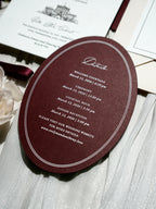 Letterpress Wedding Invitation Suite | Luxury Vintage Debossed with Burgundy Ribbon & Wax Seal