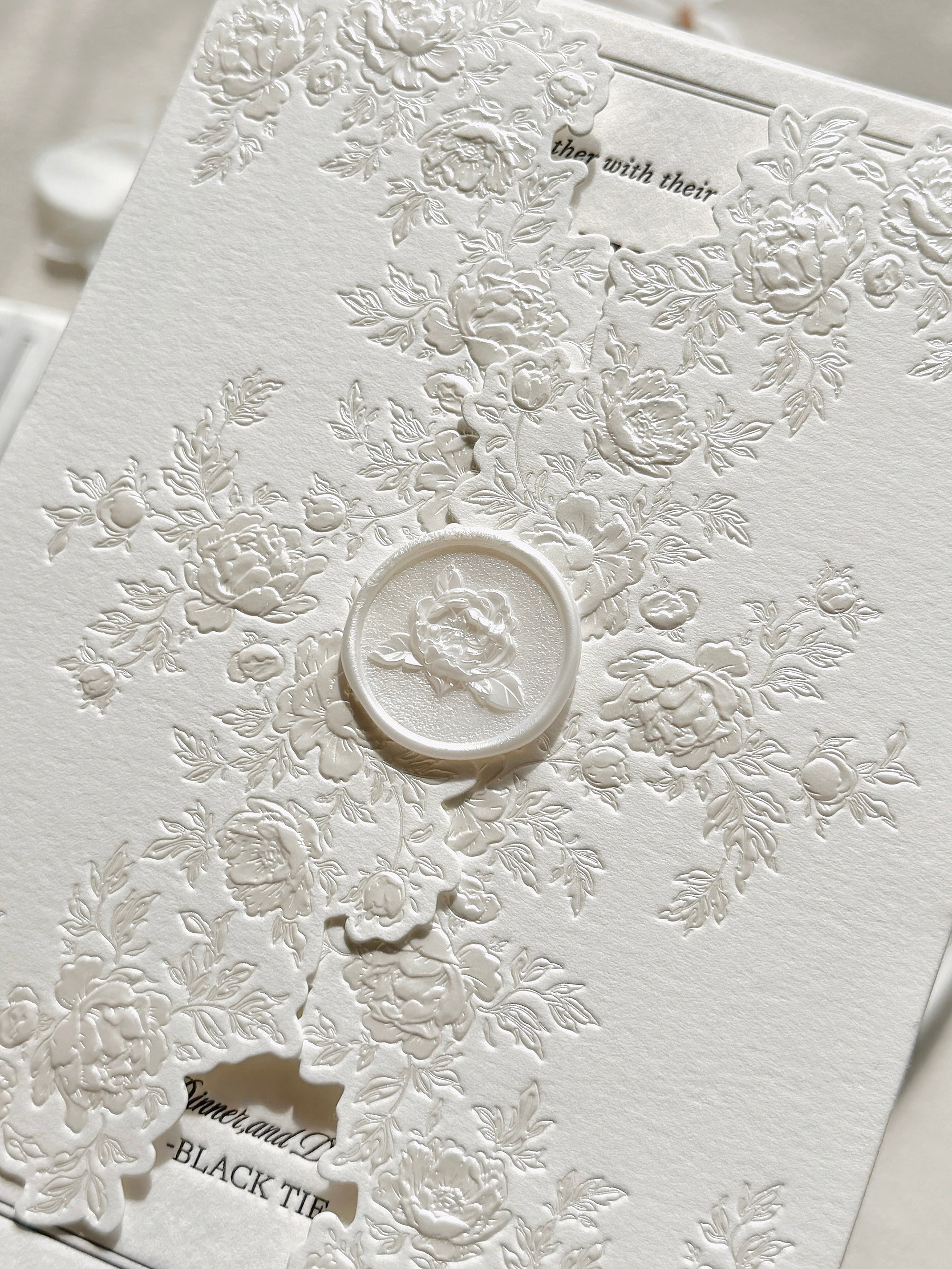 Elegant White Peony Wedding Invitation Suite