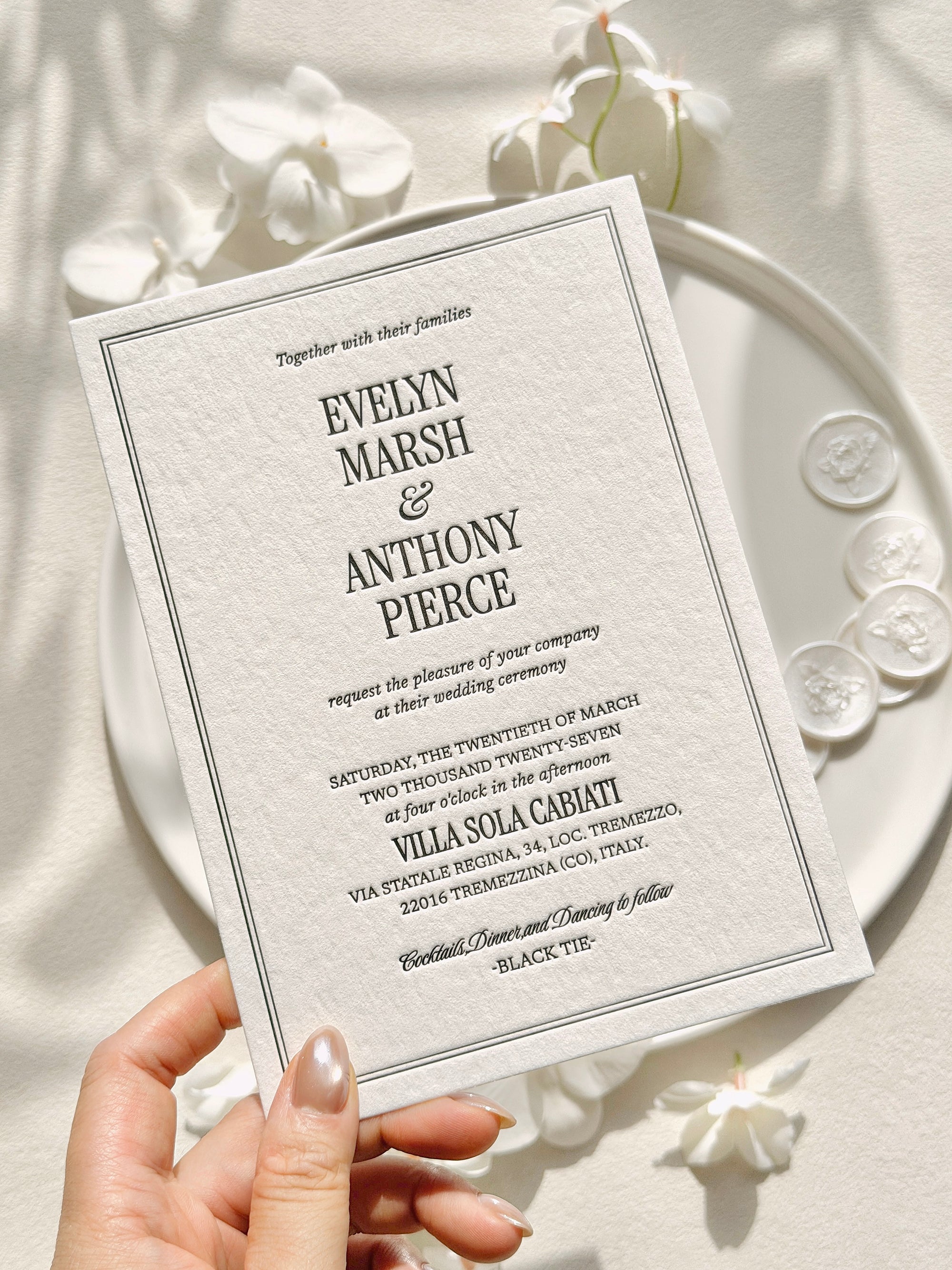 Elegant White Peony Wedding Invitation Suite