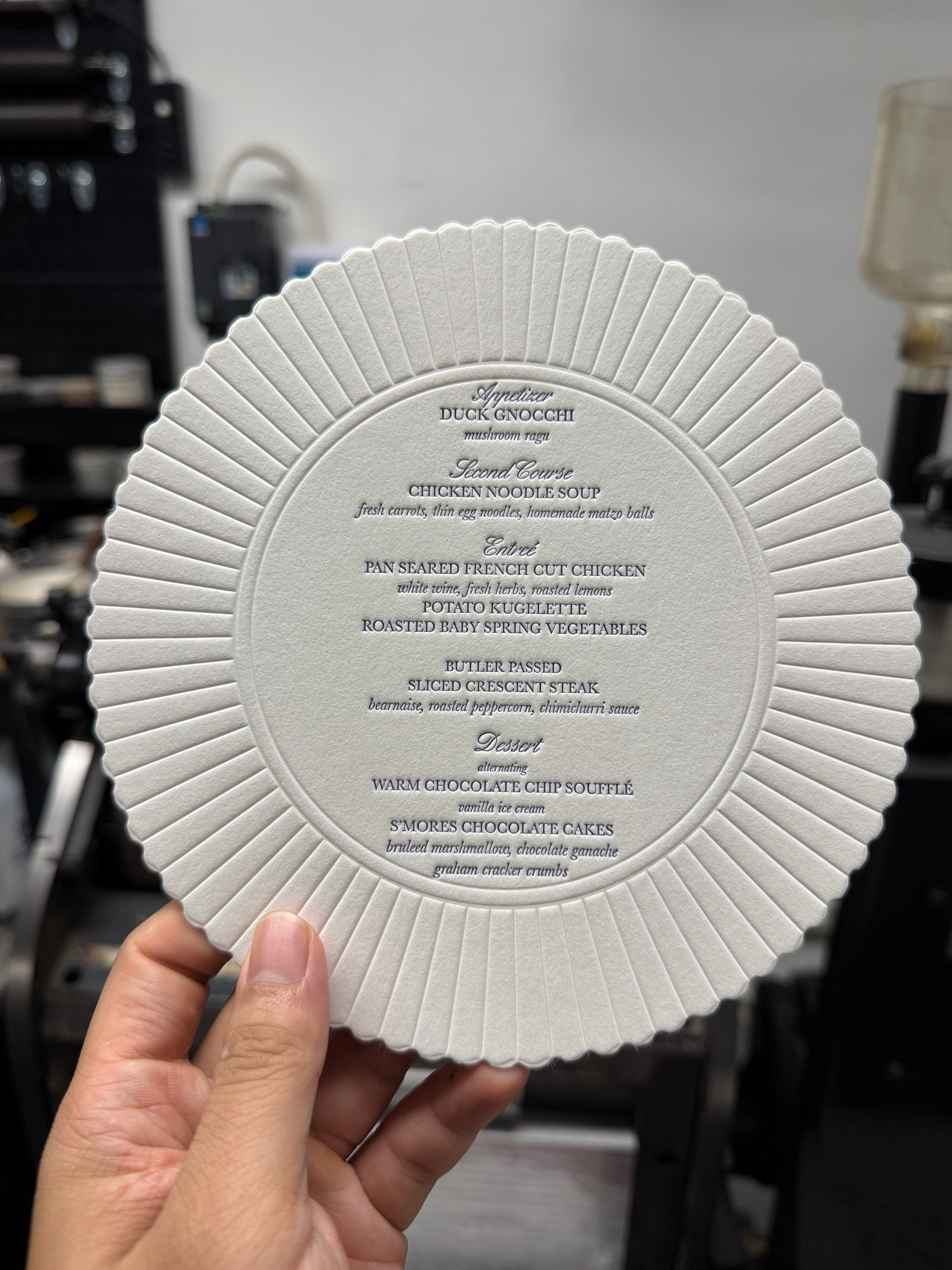 Custom 130 PCS Letterpress menus For Paperie Press NY